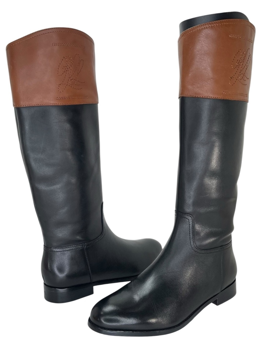 Lauren Ralph Lauren Justine Black Leather Knee High Womens Boots Size 9M - Picture 10 of 12